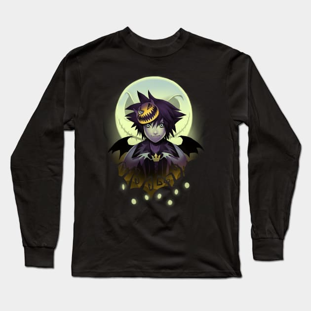 Dark Kingdom Hearts Sora - Halloween Moon Costume - Spooky Video Game Long Sleeve T-Shirt by BlancaVidal